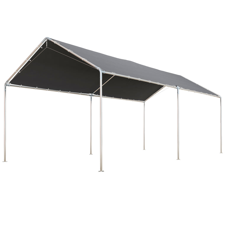 10' x 20' Grey Galvanized Carport with Anchor Kit & Steel Cables