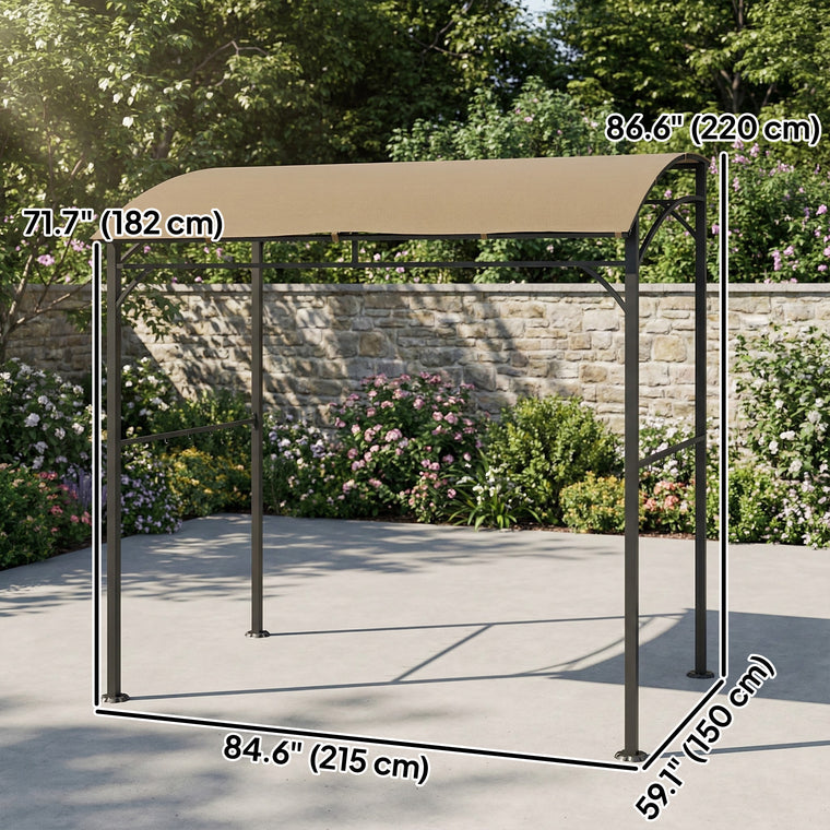 7' x 5' Dark Coffee Grill Gazebo with Steel Frame & Hooks