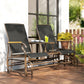 Outdoor 2-Person Glider Bench, Outside Swing Glider Chair Loveseat with Breathable Mesh, Table, Steel Frame