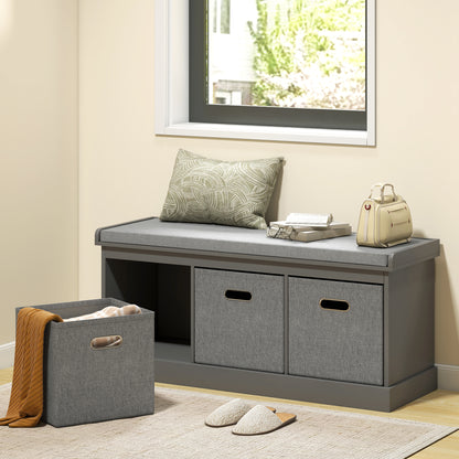Shoe Storage Bench with Cushion and 3 Drawers