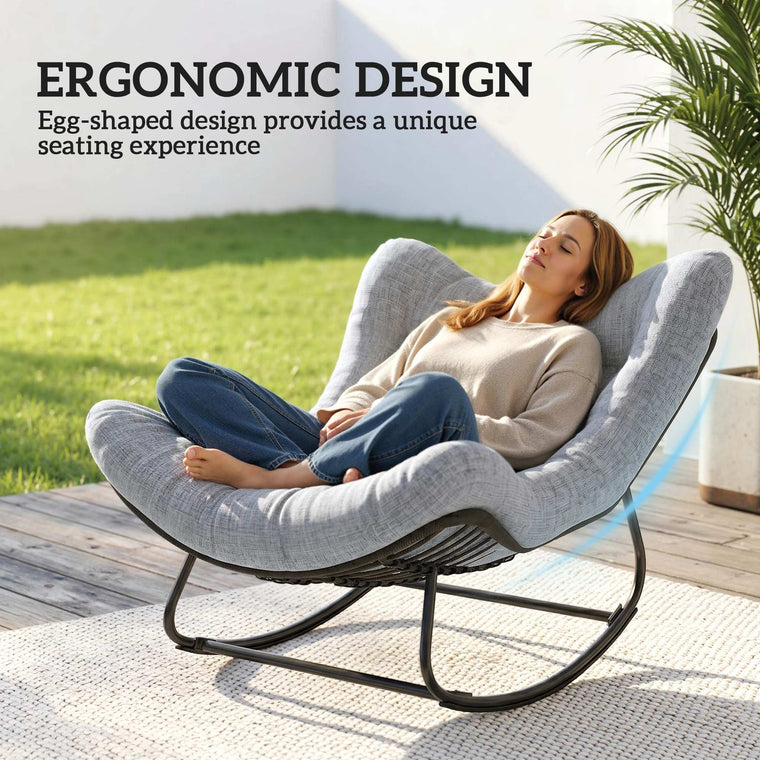 Oversized Rattan Egg Chair with Padded Cushion