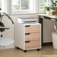 3 Drawer File Cabinet, Mobile Vertical Filing Cabinet with Wheels, Printer Stand with Storage for Home Office, Oak