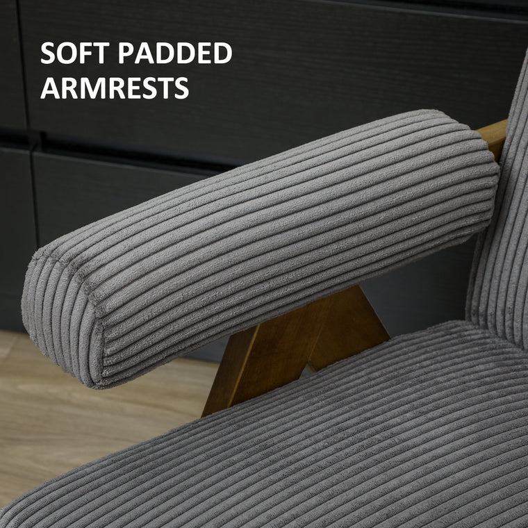 Corduroy Accent Chair with Padded Armrests