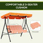 3-Seater Outdoor Porch Swing with Adjustable Canopy, Patio Swing Chair for Garden, Poolside, Backyard, Red