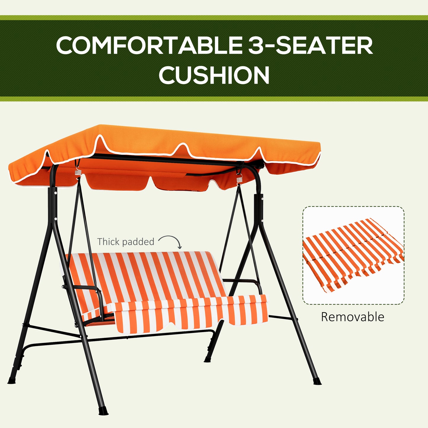 3-Seater Outdoor Porch Swing with Adjustable Canopy, Patio Swing Chair for Garden, Poolside, Backyard, Red