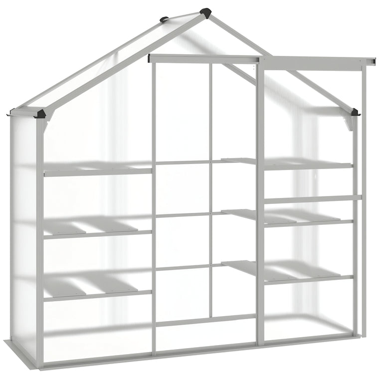 6.3' x 2.3' x 6.1' Polycarbonate Greenhouse with 3-Tier Shelves