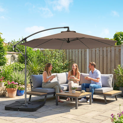 9.6ft Coffee Banana Cantilever Umbrella with Base & Crank