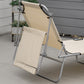 Outdoor Lounge Chair, Adjustable Folding Chaise Lounge, Tanning Chair with Sun Shade for Beach, Camping, Hiking, Backyard, Light Grey