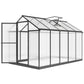 Polycarbonate Greenhouse, Aluminum Walk-In Green House Kit Garden, 6' x 10' x 6.4', Charcoal Grey