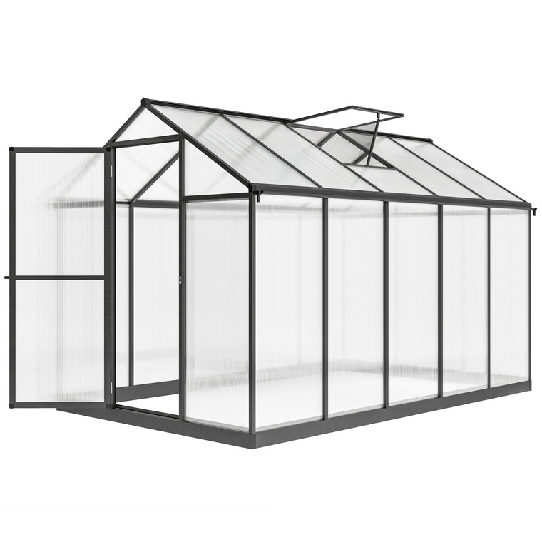 6' x 10' x 6.4' Charcoal Grey Polycarbonate Walk-In Greenhouse