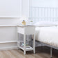 Flip Top End Table, Side Table with Storage Shelf and Cable Management, Narrow Nightstand for Living Room, Bedroom, White