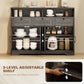 Sideboard, Buffet Cabinet with 4 Barn Doors and 3 Drawers, Coffee Bar Cabinet with Adjustable Shelves, Dark Brown