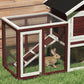 48" Weatherproof Wooden Rabbit Hutch Bunny Cage Small Animal House with Slant Roof And Screened Outdoor Run, Brown