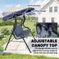 Outdoor Porch Swing with Adjustable Canopy, 3-Seater Patio Swing Chair with Cushion, Black