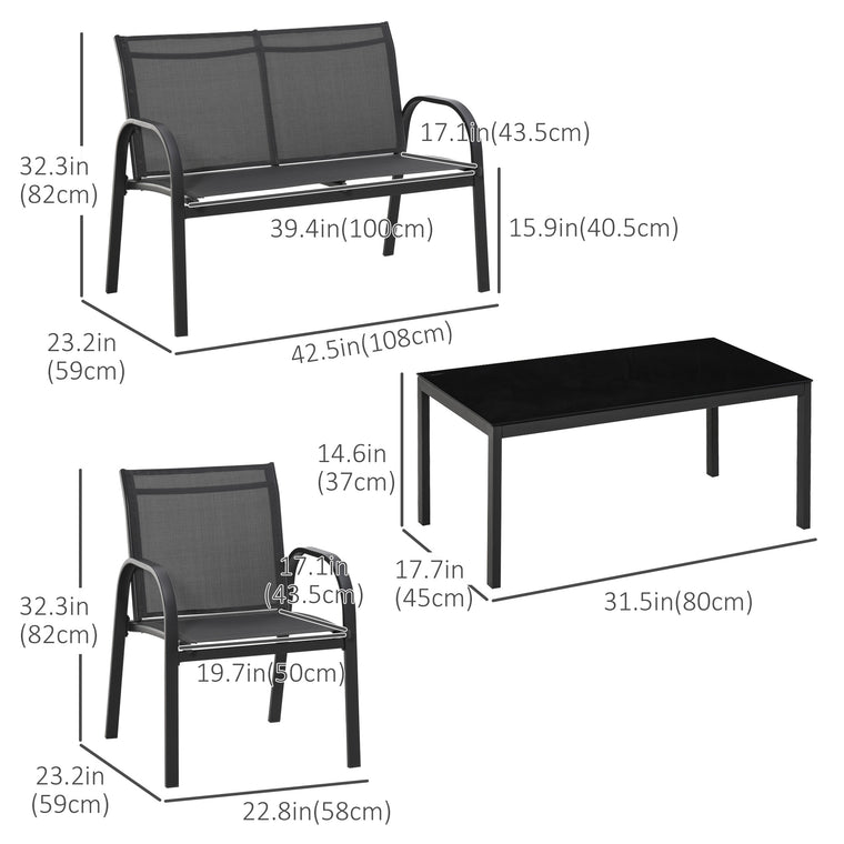 4-Piece Patio Conversation Set with Loveseat