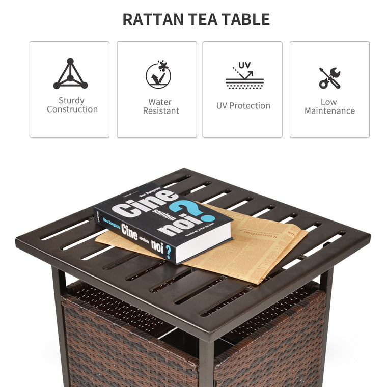 21.75" Rattan Coffee Table with Umbrella Hole
