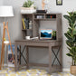 Computer Desk with Hutch, Home Office Table with Storage Shelves and Open Compartments for Writing, Work, Brown