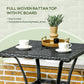 Patio Wicker Dining Table with Umbrella Hole, 34 Inch Outdoor PE Rattan Coffee Table with Plastic Board Under the Woven Table Top for Patio, Garden, Balcony, Mixed Brown