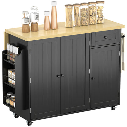 Rolling Kitchen Island Cart with Drop Leaf - Black