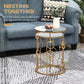 Round Coffee Tables Set of 2, Gold Nesting Side End Tables with Tempered Glass Top, Steel Frame for Living Room