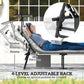 Folding Lounge Chair with Adjustable Canopy, 4-Position Outdoor Tanning Chair with Headrest, Light Grey