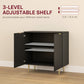 Modern Kitchen Storage Cabinet, Sideboard Buffet Cabinet with Adjustable Shelves and Metal Legs for Kitchen, Black