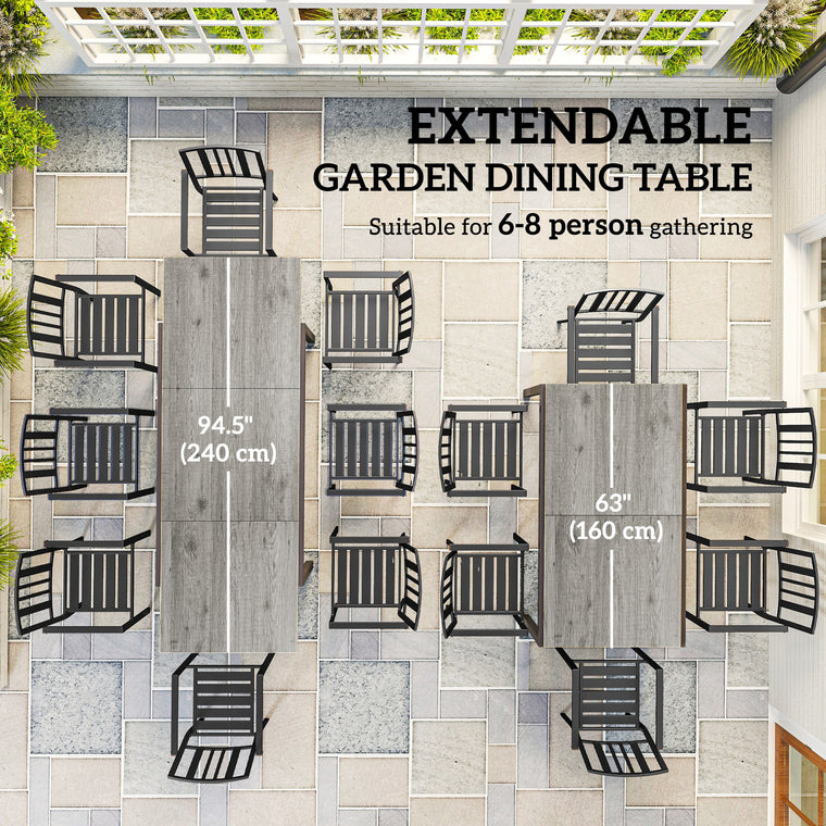 63"-94.5" Extendable Dining Table with Steel Frame