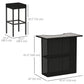 5 Pieces Patio Bar Set, Outdoor PE Rattan Wicker High Top Outdoor Table and Chairs Outdoor Bar Set with Tempered Glass Top Bar Table and Shelves, 4 Bar Chairs, Black
