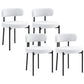 4 Pieces Kitchen Chairs, Modern Dining Chairs w/ Berber Fleece Upholstery and Steel Legs for Living Room, Cream White