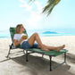 Folding Lounge Chair, Adjustable Chaise Lounge with Headrest, Reclining Lounger Cot for Camping, Hiking, Green
