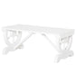 Rustic Wood Wheel Outdoor Garden Bench for 2-Person with a Unique Wheel Design on the Legs & Strong Build, White