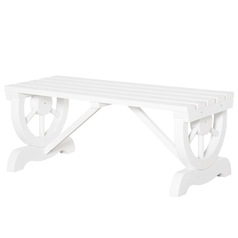Rustic Wood Wheel Garden Bench, 2-Person