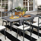 35"-71" Extendable Aluminium Outdoor Dining Table, Slatted Top Patio Table for 4-6 Person, for Garden, Backyard, Grey