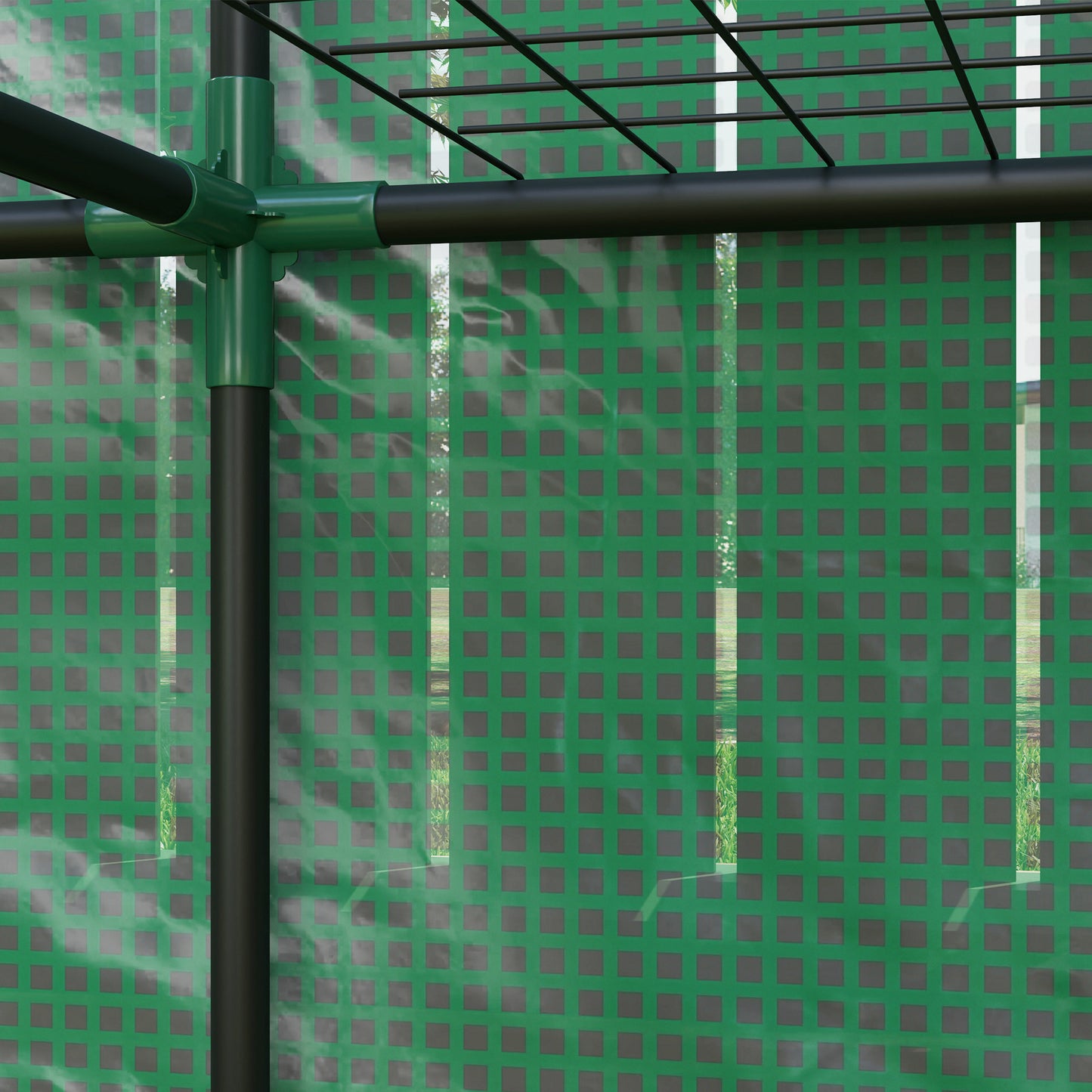 Lean-to Greenhouse with 3 Tier Shelves, Mini Greenhouse with 2 Roll-Up Doors for Indoor Outdoor, Green