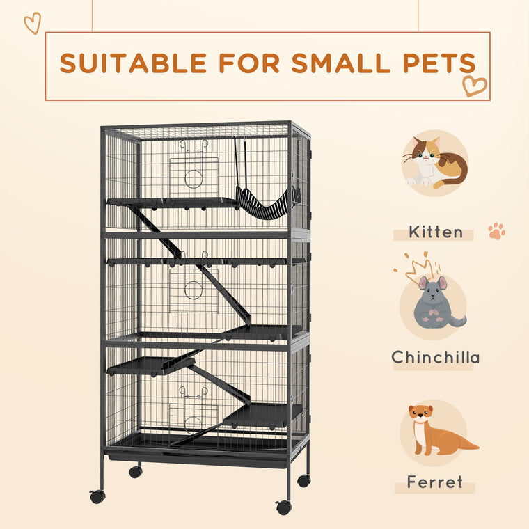 6-Tier Charcoal Grey Small Animal Cage for Rabbits & Ferrets