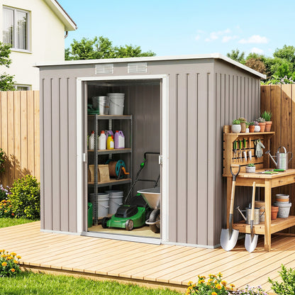 7' x 4' Galvanized Steel Tool Shed with Foundation Kit