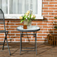 18" Outdoor Round Folding Table, Garden Side Table with Tempered Glass Top for Camping, Party, Weddings, White