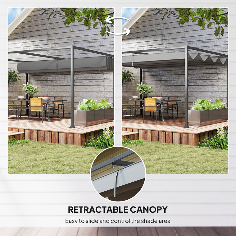 13' x 10' Dark Grey Patio Pergola with Retractable Canopy