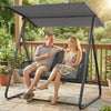 2-Person Rattan Porch Swing with Adjustable Canopy