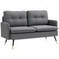 55" Loveseat Sofa, Linen Love Seat w/ S spring, Steel Legs and Button Tufting, Small Couch for Living Room, Dark Grey