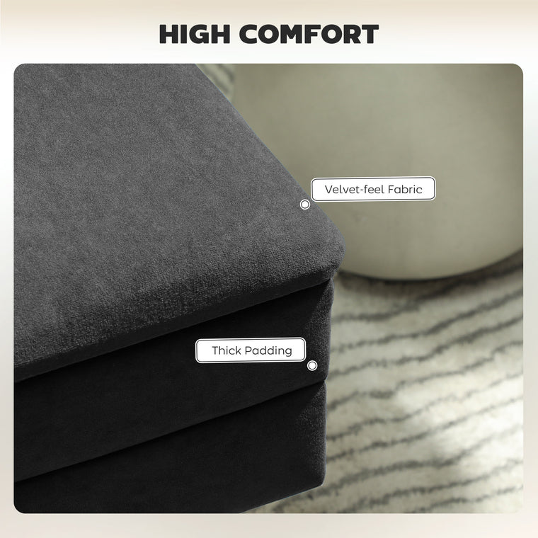 31" Velvet Storage Ottoman Bench with Steel Legs