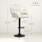 Swivel Barstools Set of 2 Adjustable Bar Stools with Footrest Armrests and PU Leather Back for Dining Room Cream White