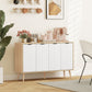 Modern Sideboard and Buffet, Dining Room Cabinet with Adjustable Shelves and 4 Doors, Natural