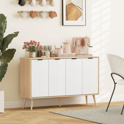 Sideboard Buffet with Adjustable Shelves and 4 Doors - Natural