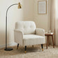 Accent Chair Modern Tufted with Metal Legs Upholstered Reading Armchair for Living Room Cream White