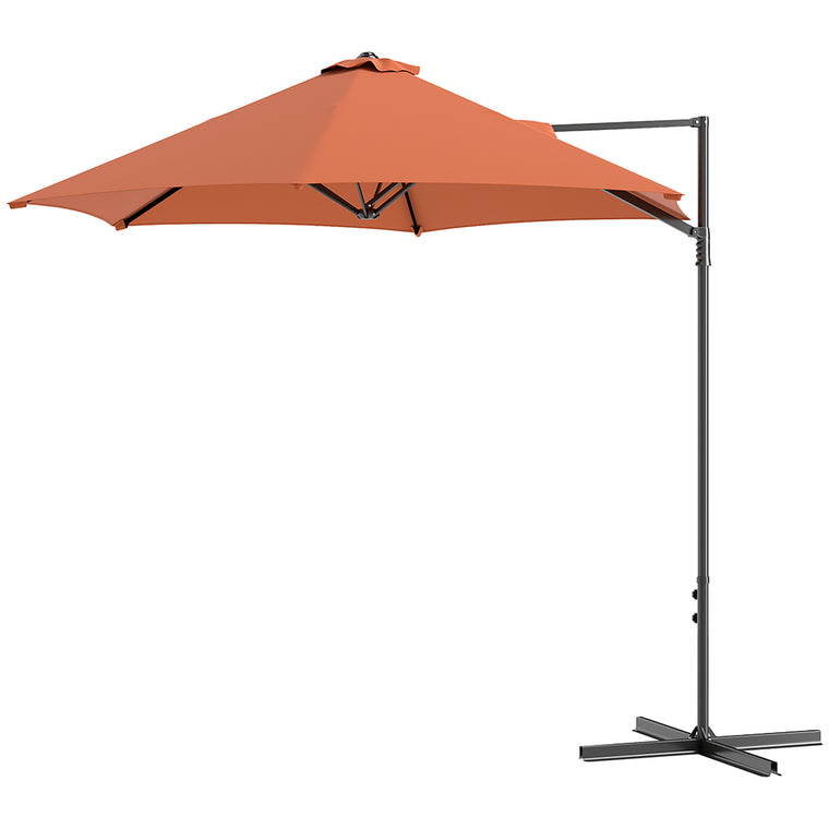 8.5' Orange Offset Patio Umbrella with 360-Degree Rotation