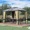 10' x 12' Brown Hardtop Gazebo with Polycarbonate Roof & Hook