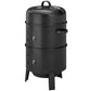 3-in-1 Vertical Charcoal Smoker with 2 Grill Grates, Built-in Thermometer, Adjustable Vent, 2 Doors