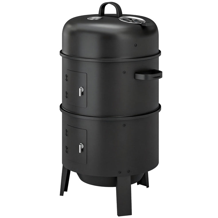 Vertical Charcoal Smoker with Grill Grates and Thermometer