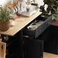 Modern Sideboard Cabinet, 41" Kitchen Buffet Cabinet with Drawer, Adjustable Shelf, 3 Doors for Dining Room, Black